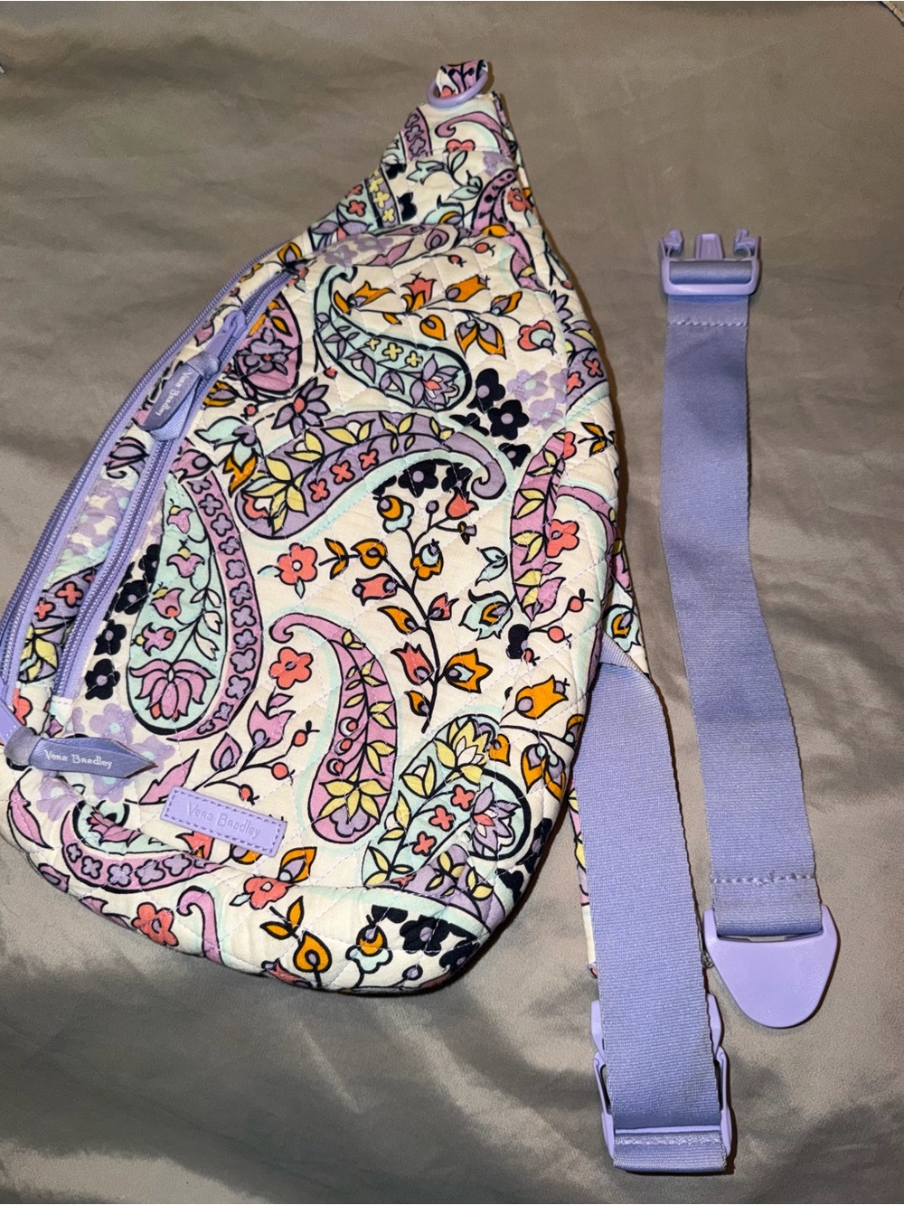Vera Bradley Pastel Paisley Crossbody Sling in Lavender Multicolor